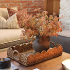 Decorative Braided Bankuan Trays w/ Handles & Scalloped Edge