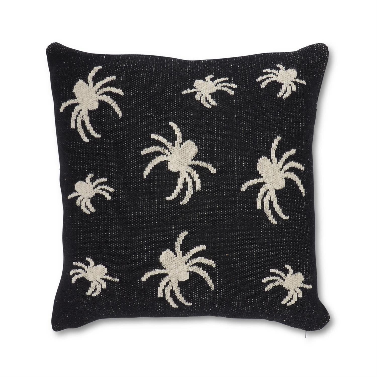 Black & Cream Cotton Knit Spider Pillow