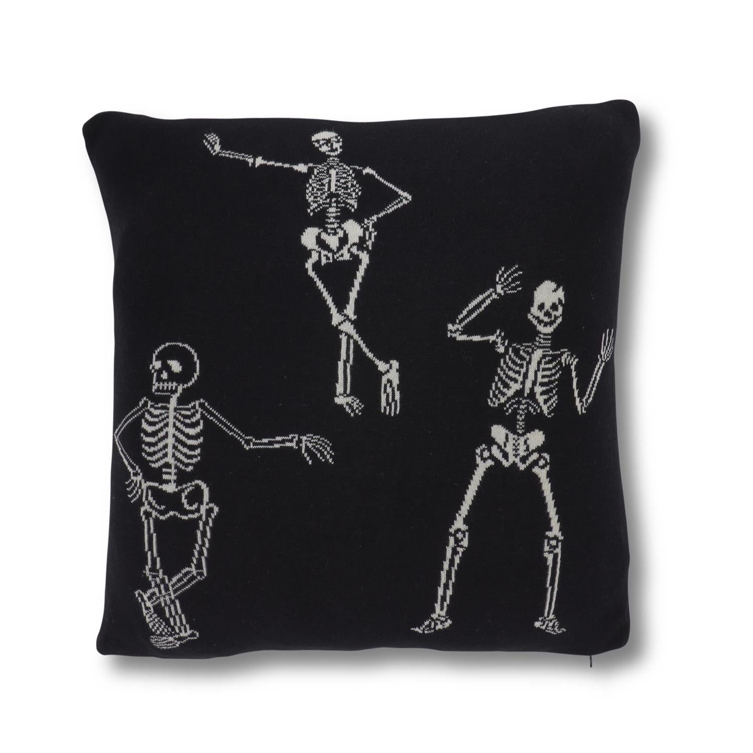 Black & Cream Cotton Knit Skeleton Pillow