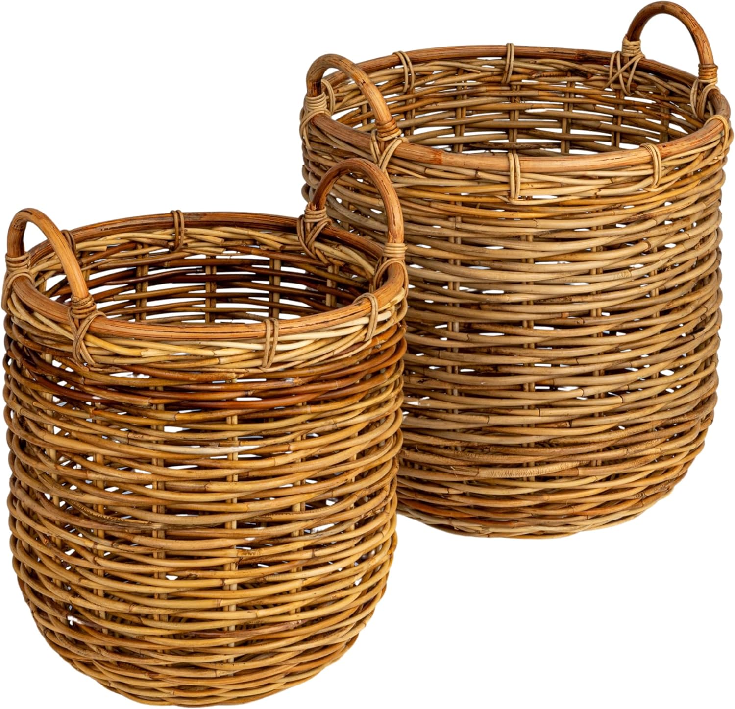 Hand-Woven Rattan Basket w/ Handles