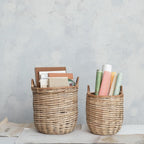 Hand-Woven Rattan Basket w/ Handles