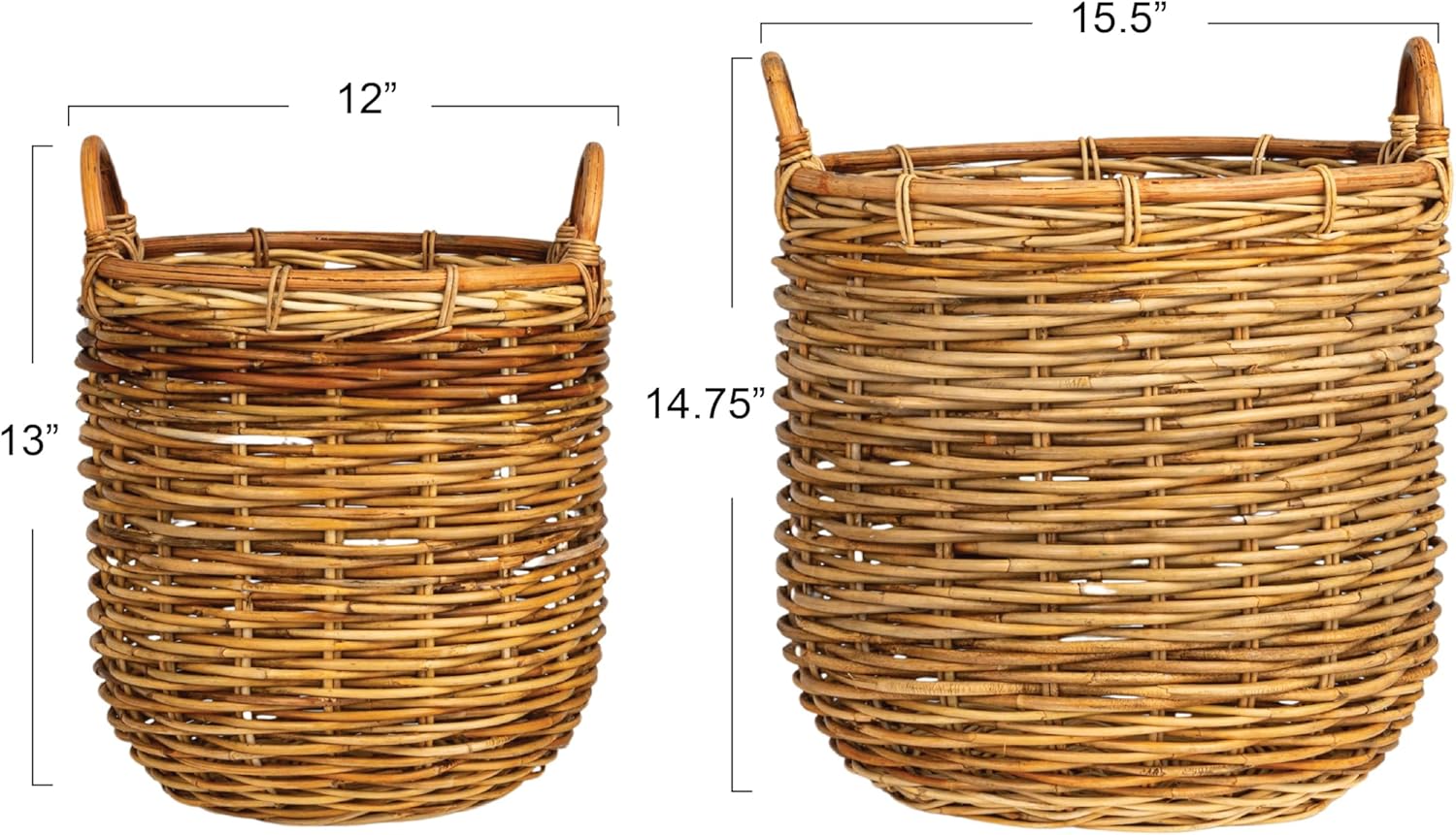 Hand-Woven Rattan Basket w/ Handles