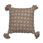 18 Cotton Crocheted Pillow w/ Tassels, Polyester Fill