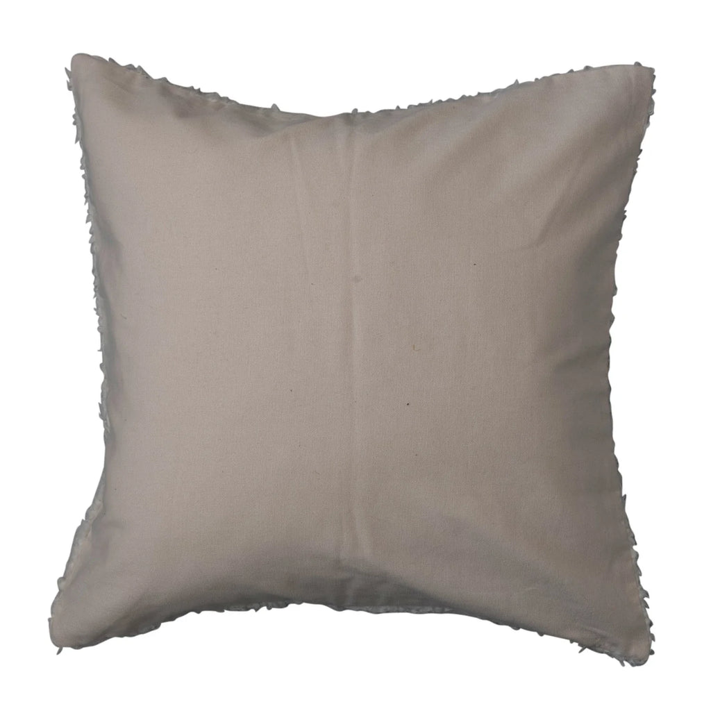 20 Square Cotton Sherpa Pillow w/ Embroidered Circle