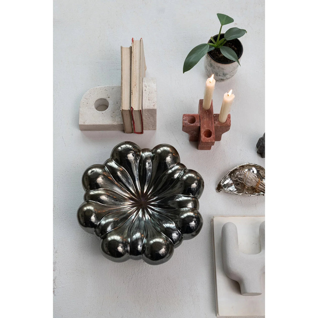 Decorative Stoneware Abstract Shaped Bowl, Reactive Glaze (Each One Will Vary)