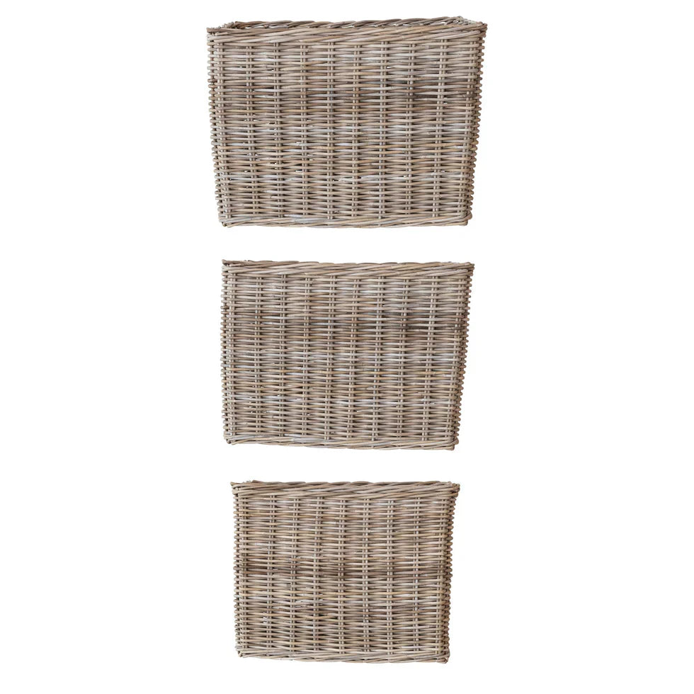 Wicker Rattan Baskets with Handles