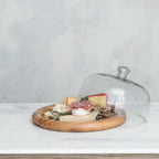 Glass Cloche w/ Mango Wood Base, Natural, Set of 2