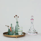 Decorative Metal Footed Antiqued Mirror Tray, Gold Finish