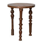 Mango Wood Side Table w/ Turned Legs, Walnut Finish