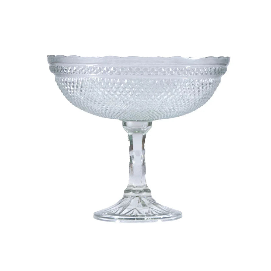 Pressed Glass Scalloped Footed Bowl